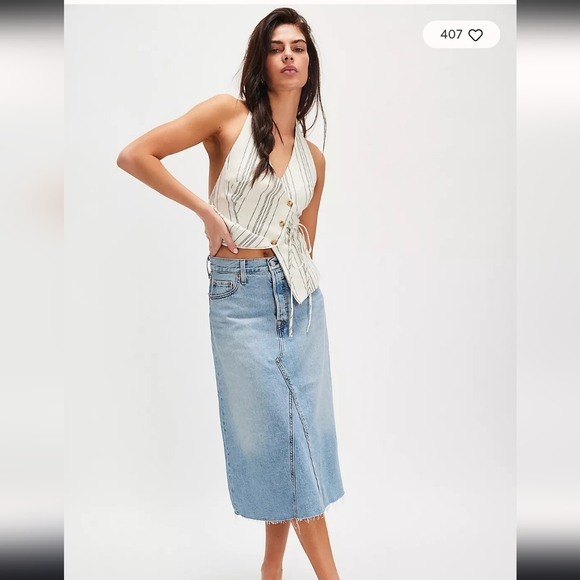 Levi's For Free People Denim Skirt - Picture 1 of 8